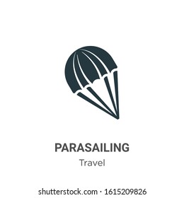 Parasailing glyph icon vector on white background. Flat vector parasailing icon symbol sign from modern travel collection for mobile concept and web apps design.