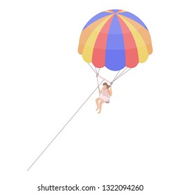 Parasailing Icon. Isometric Of Parasailing Vector Icon For Web Design Isolated On White Background