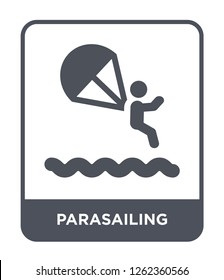 parasailing icon vector on white background, parasailing trendy filled icons from Travel collection, parasailing simple element illustration