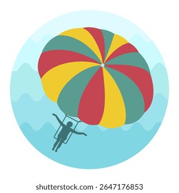 Parasailing. Summer kiting activity vector icon. Beach. Summer. Summertime. Holiday. Vacation, eps 10