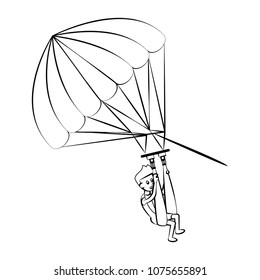 Parasailing Water sport on black white colors