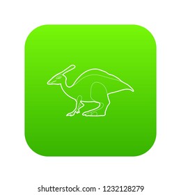 Parasaurolof icon green vector isolated on white background