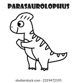 Parasaurolophus cartoon on white background. Good for coloring kid book.