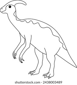 Parasaurolophus coloring page. Cute flat dinosaur isolated on white background