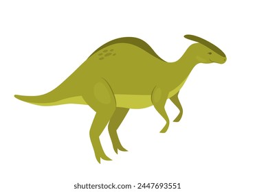 Parasaurolophus dinosaur animal. Prehistoric animal, jungle reptiles group, jurassic world evolution cartoon vector illustration