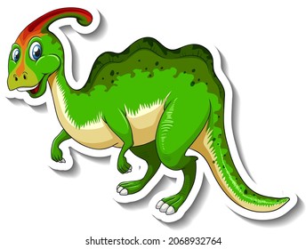 Parasaurolophus dinosaur cartoon character sticker illustration