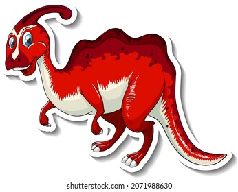 Parasaurolophus dinosaur cartoon character sticker illustration