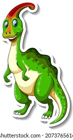 Parasaurolophus dinosaur cartoon character sticker illustration