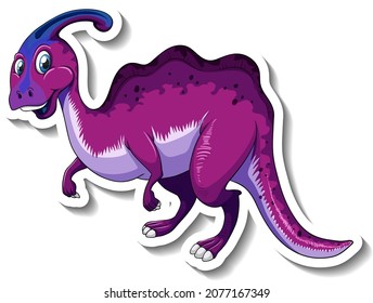 Parasaurolophus dinosaur cartoon character sticker illustration