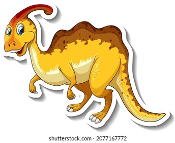 Parasaurolophus dinosaur cartoon character sticker illustration