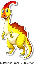 Parasaurolophus dinosaur cartoon character sticker illustration