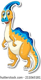 Parasaurolophus dinosaur cartoon character sticker illustration