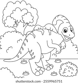 Parasaurolophus Dinosaur Coloring Page illustration