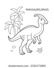 Parasaurolophus dinosaur coloring page for kids