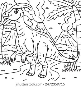 Parasaurolophus Dinosaur Página para colorear para niños