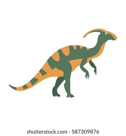 Parasaurolophus Dinosaur Of Jurassic Period, Prehistoric Extinct Giant Reptile Cartoon Realistic Animal