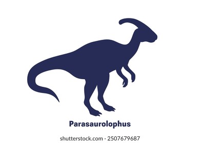 Parasaurolophus, dinosaur on white, vector