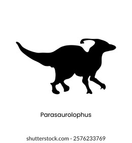 Parasaurolophus Dinosaur silhouette. Flat icon vector illustration for your design graphic element.