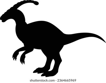 Parasaurolophus Dinosaur Silhouette Vector Isolated on White Background