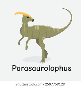 Parasaurolophus Dinosaur Vector Illustration with Crest Tube