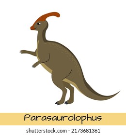 Parasaurolophus dinosaur vector illustration isolated on white background.