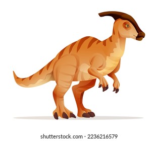 Ilustración vectorial de los dinosaurios de Parasaurolophus aislados en fondo blanco