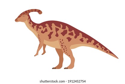 Dinosaurio parasaurolophus. Ilustración vectorial de un parasaurolophus prehistórico de dinosaurio aislado en un fondo blanco. Vista lateral, perfil.