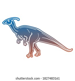 Parasaurolophus Dinosaur Vector illustration, Silhouette Design doodle style. Prehistoric Animal Graphic.