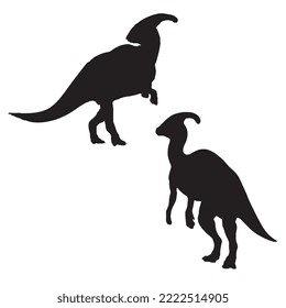 Parasaurolophus Dinosaur Vector Illustration Silhouette