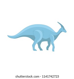 Parasaurolophus dinosaurs cartoon jurassic animal. Character wild dino isolated on white background