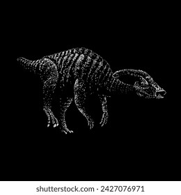 parasaurolophus hand drawing vector isolated on black background.