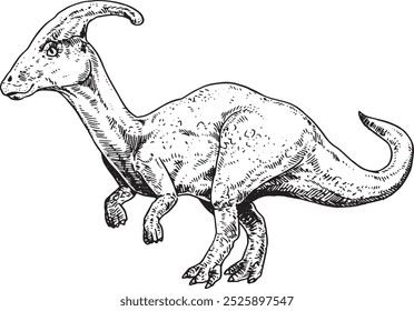 Parasaurolophus - hand drawn vector dinosaur illustration