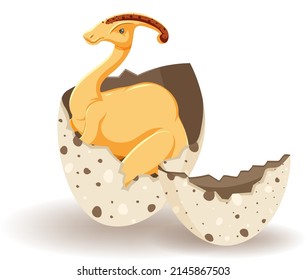 Parasaurolophus hatching from egg illustration