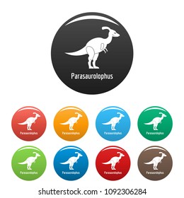 Parasaurolophus icon. Simple illustration of parasaurolophus vector icons set color isolated on white