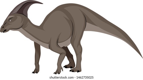 Parasaurolophus, illustration, vector on white background.