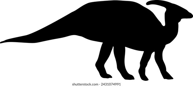 Parasaurolophus, isolated dinosaur silhouette vector illustration