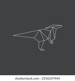 Parasaurolophus Origami Dinosaur flat vector design