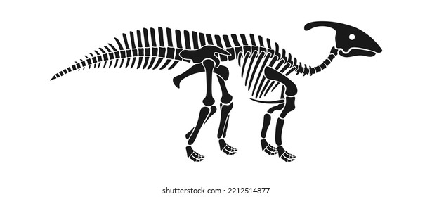 Parasaurolophus skeleton Dinosaur Prehistoric Animal. Vector illustration