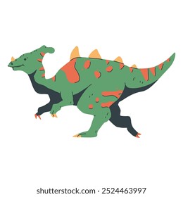 Parasaurolophus vector cartoon dinosaur illustration isolated on background.