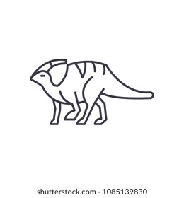 parasaurolophus vector line icon, sign, illustration on background, editable strokes