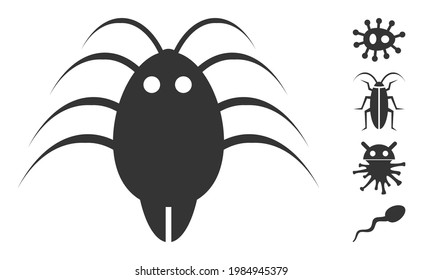 Icono de parásito con estilo plano. Imagen de icono de parásito vectorial aislado en un fondo blanco, estilo simple. También se agregaron algunos iconos similares.
