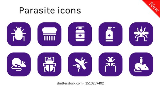 Parasite Icon Set. 10 Filled Parasite Icons.  Collection Of - Parasite, Flea, Antiseptic, Mosquito, Rat, Fleas Icons