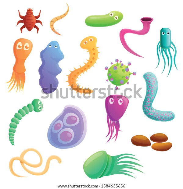 Parasite Icons Set Cartoon Set Parasite Stock Vector (Royalty Free ...