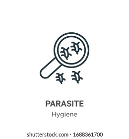 Icono de vector de contorno parásito. Icono de parásito negro en línea delgada, ilustración de elemento simple vector plano del concepto de higiene editable trazo aislado en fondo blanco