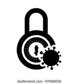 parasite padlock cyber security system protection silhouette icon. Flat and Isolated design. Vector illustration