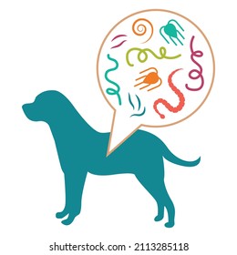 parasites in dog, Intestinal worm, animal care, vector illustration