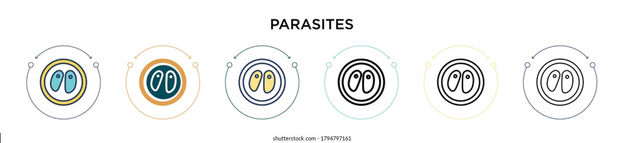 Parasites icon in filled, thin line, outline and stroke style. Vector illustration of two colored and black parasites vector icons designs can be used for mobile, ui, web