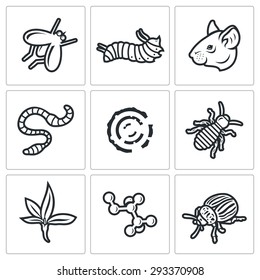 Parasites icons set. Vector Illustration.
Isolated Flat Icons collection on a white background for design