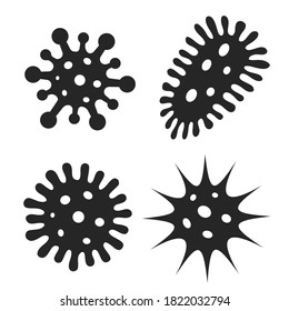 Parasitic microbes and viruses vector icons set on white background
