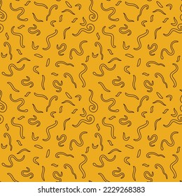 Parasitic Worms or Helminths vector seamless background or Pattern in outline style